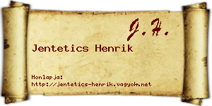 Jentetics Henrik névjegykártya